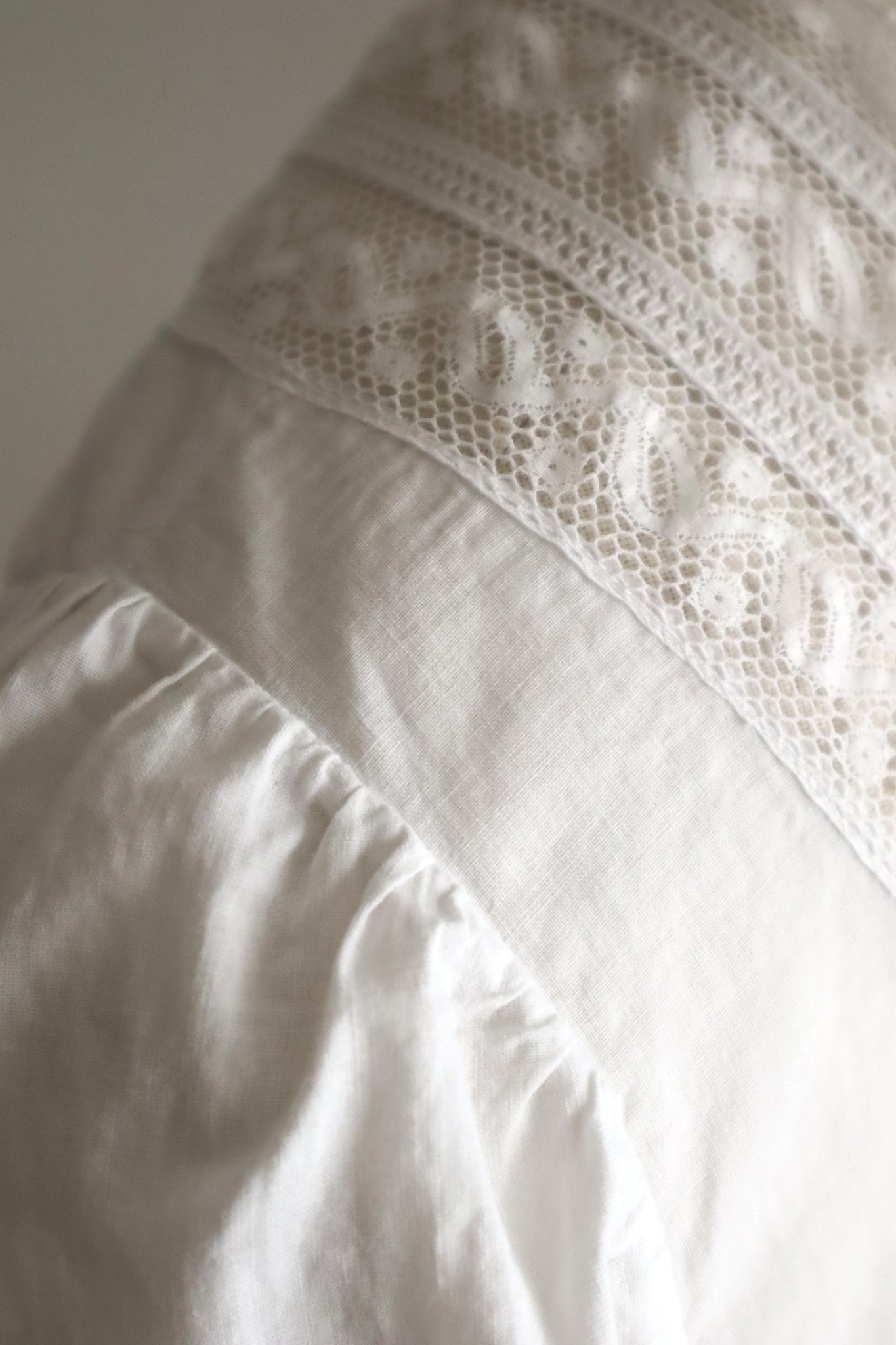 1930s French Cotton Blouse with Valenciennes Lace