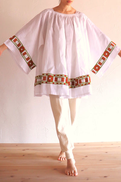 1950s White Linen Church Smock