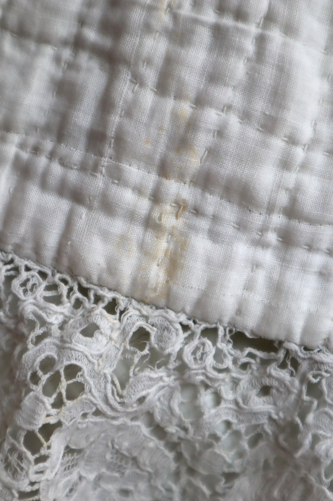 19th Hand Quilted White Cotton Skirt
