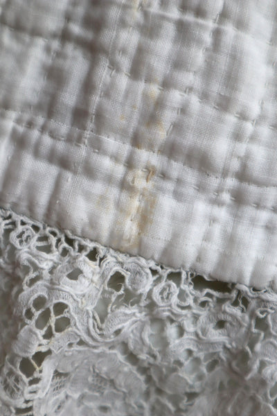 19th Hand Quilted White Cotton Skirt