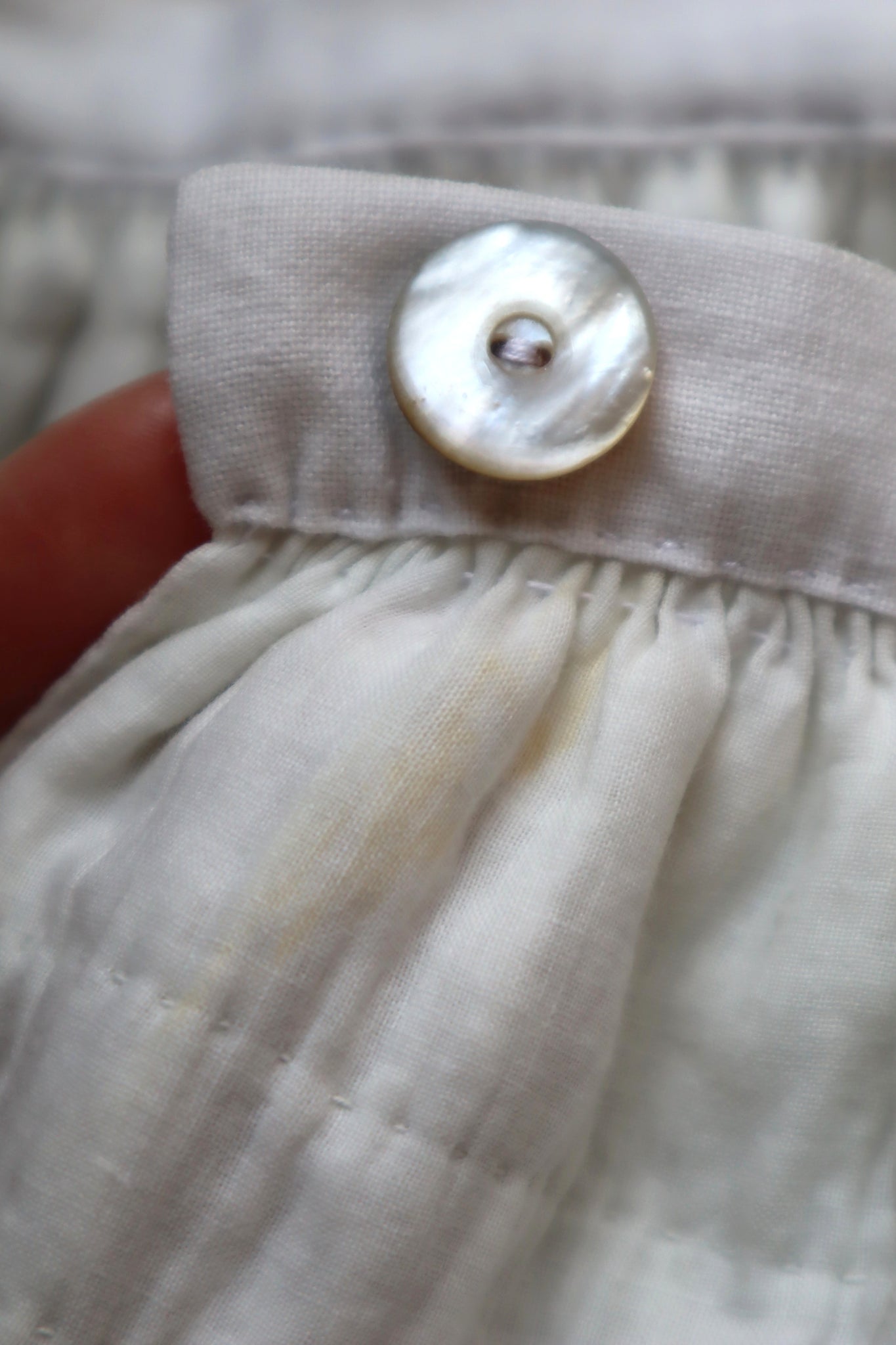 19th Hand Quilted White Cotton Skirt