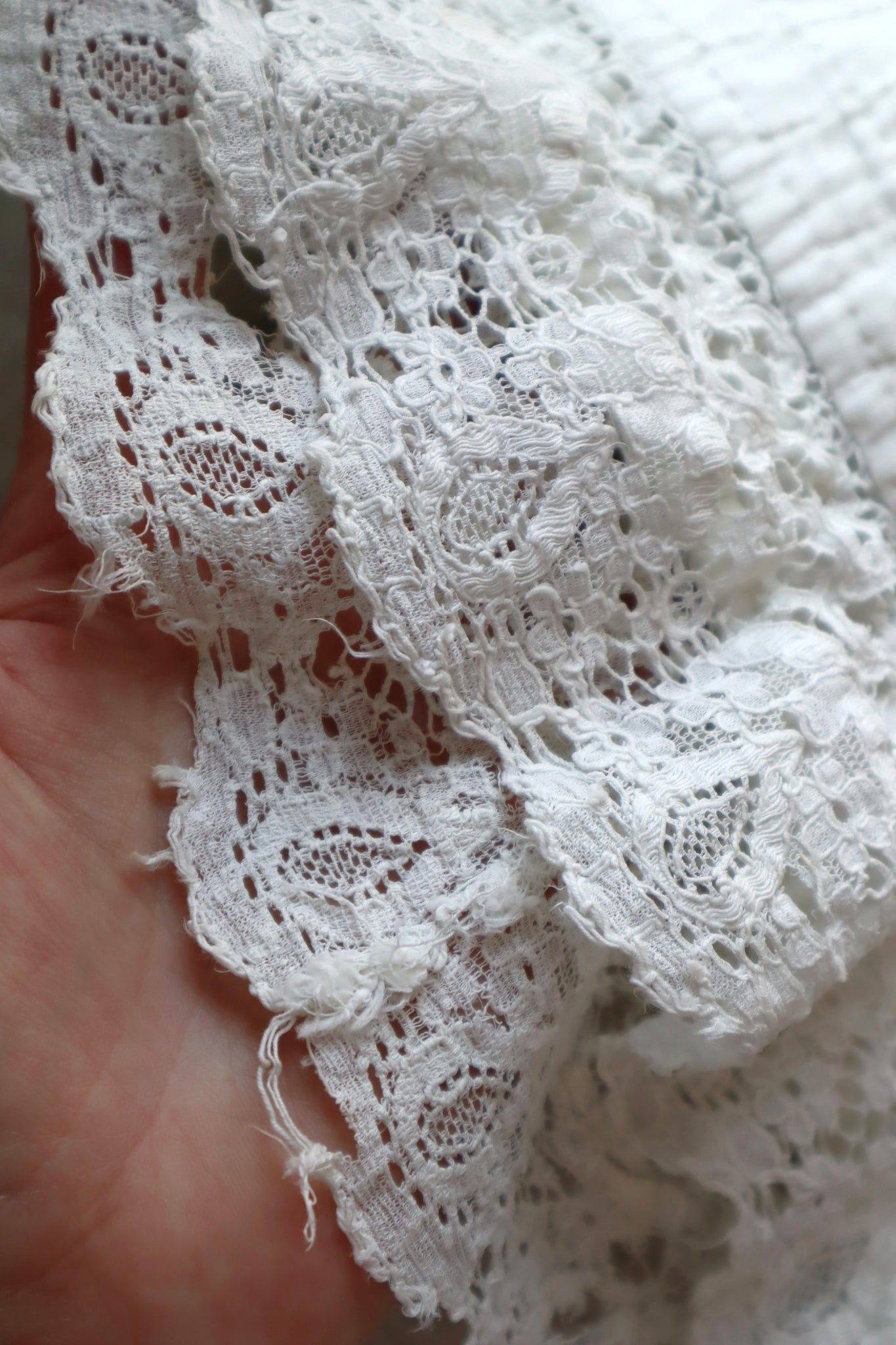 19th Hand Quilted White Cotton Skirt