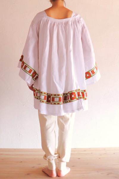 1950s White Linen Church Smock