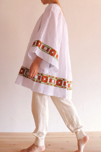 1950s White Linen Church Smock