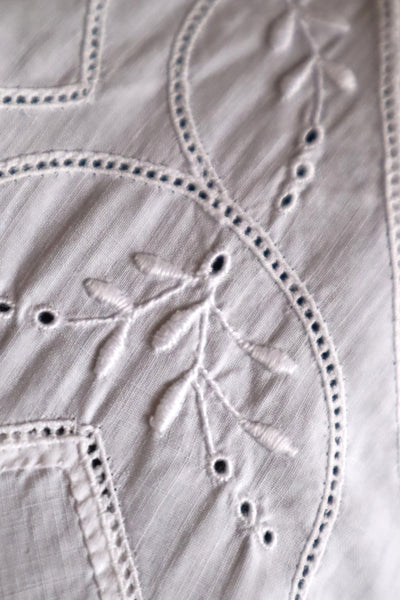 1900s French Hand-Sewn White Cotton Dress