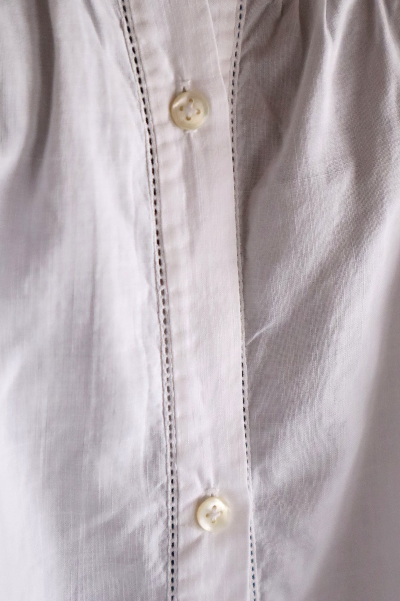 1900s French Hand-Sewn White Cotton Dress