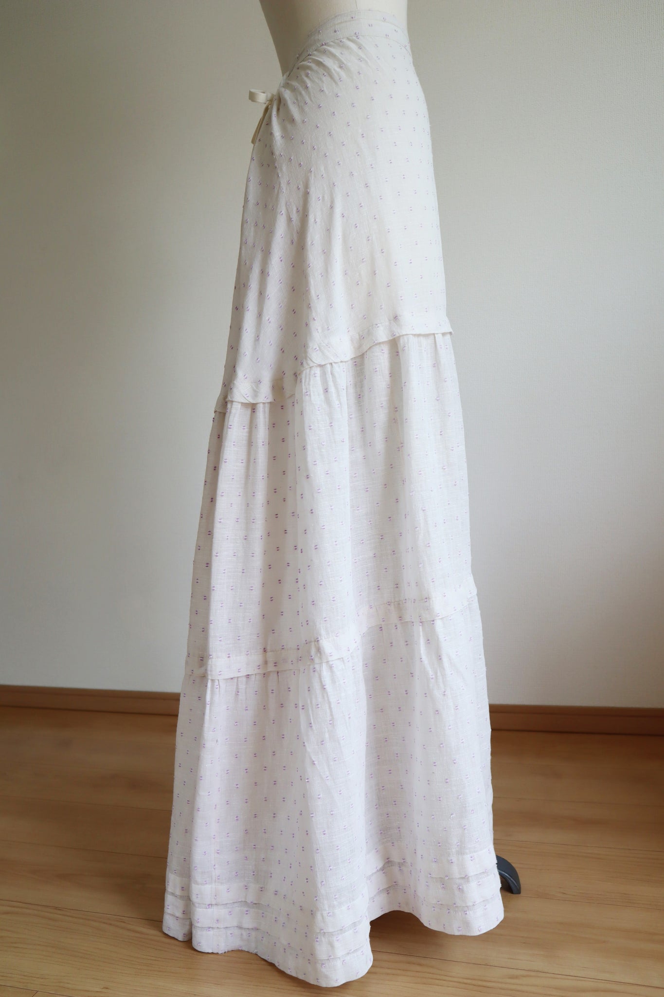 1900s Purple and White Cotton Skirt Free Size