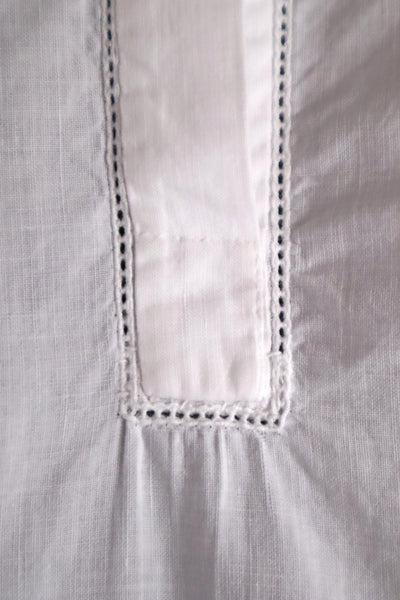 1900s French Hand-Sewn White Cotton Dress