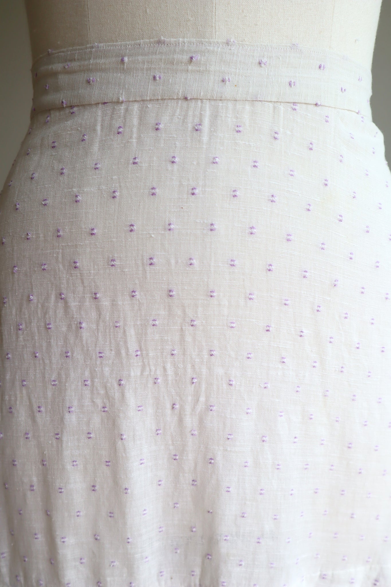 1900s Purple and White Cotton Skirt Free Size