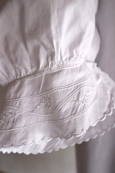 1900s French Hand-Sewn White Cotton Dress