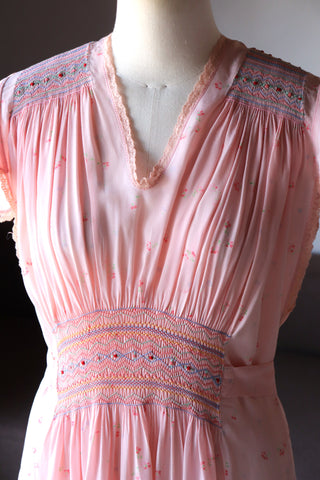1940s Hand Smocking Dress
