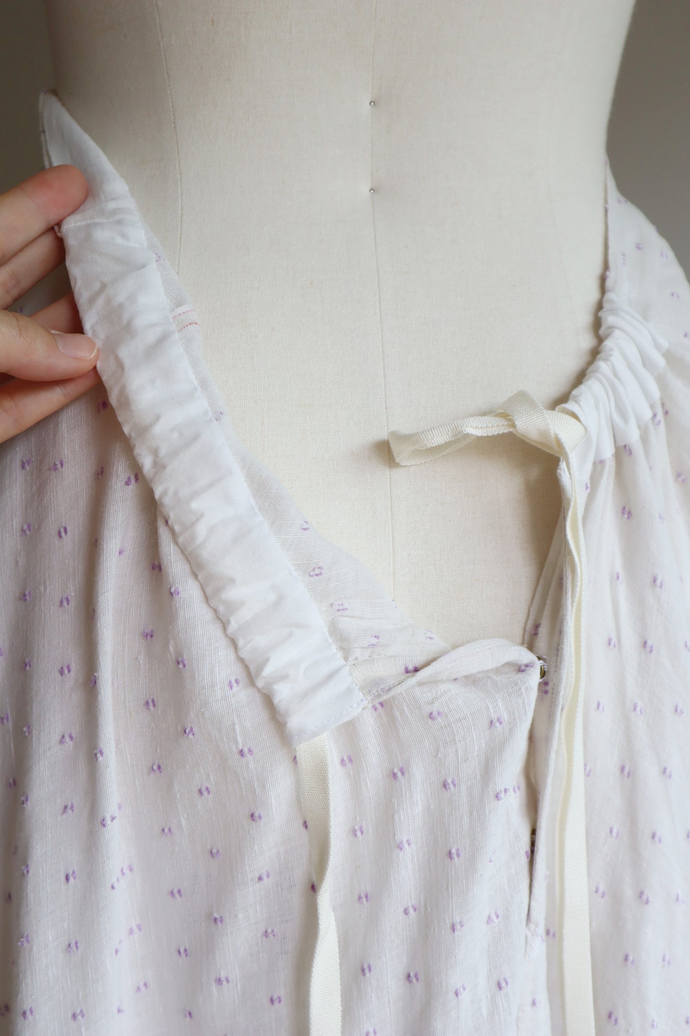 1900s Purple and White Cotton Skirt Free Size