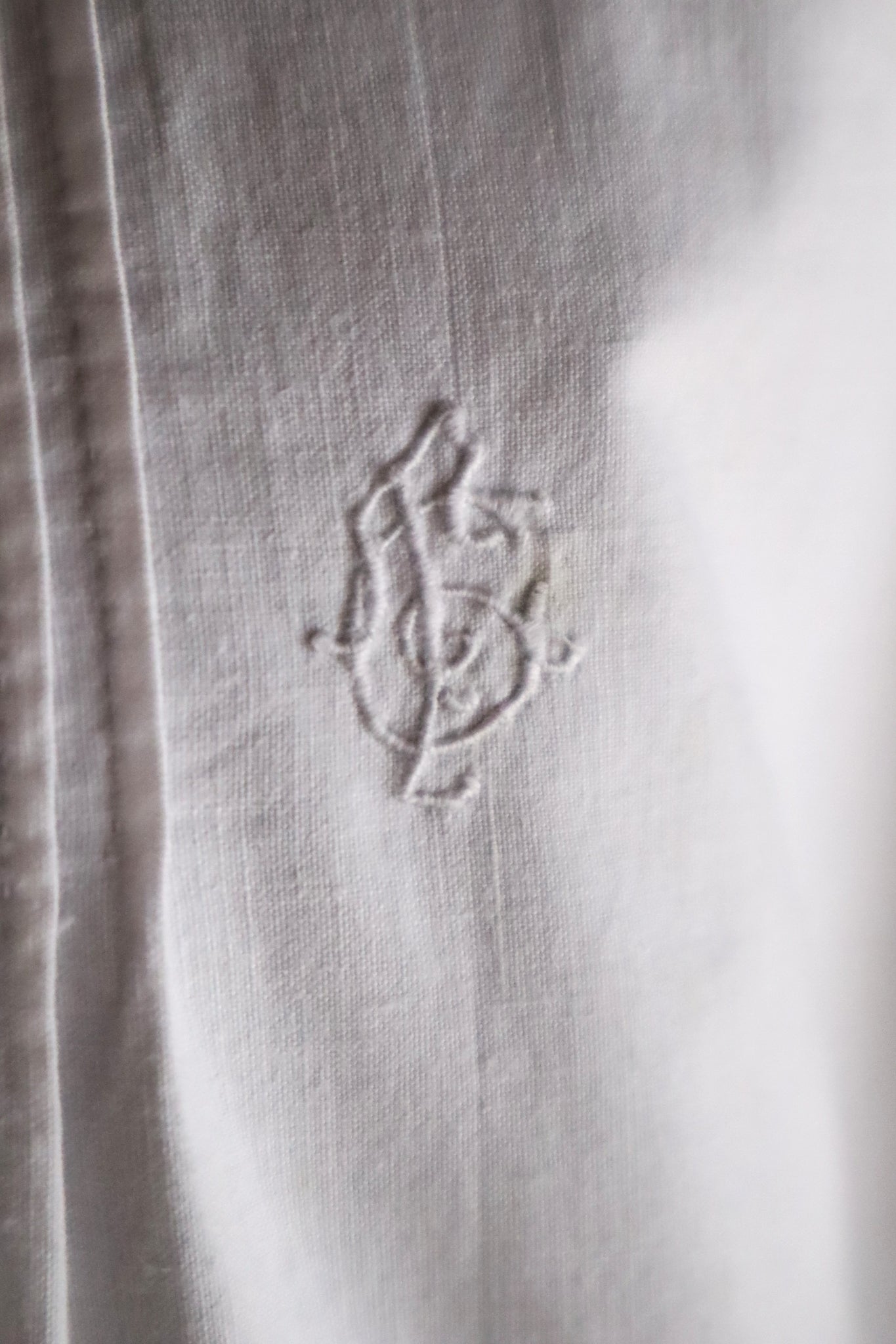 1900s French Hand-Sewn White Cotton Monogrammed Day Dress