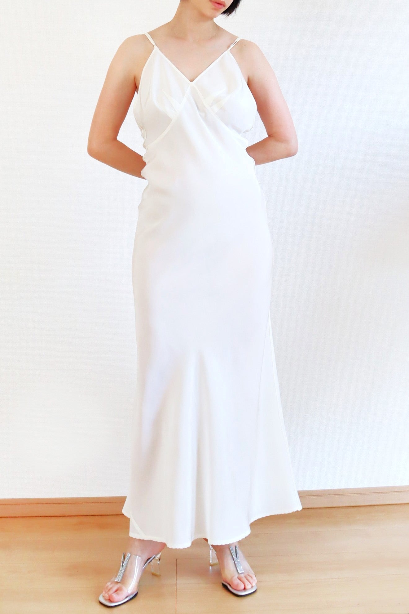 1940s~1950s White Rayon Slip Dress