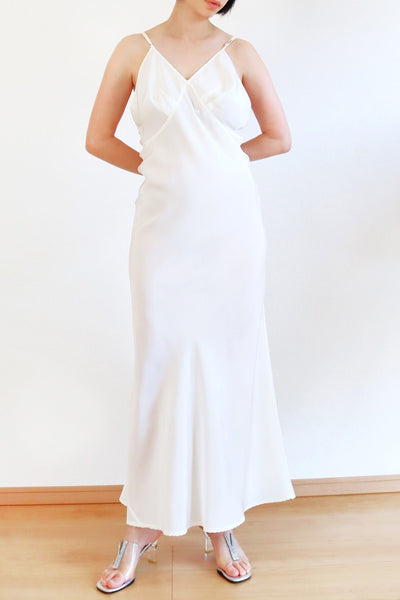 1940s~1950s White Rayon Slip Dress