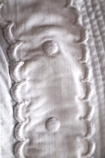 1900s French Hand-Sewn White Cotton Monogrammed Day Dress