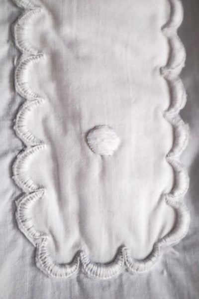 1900s French Hand-Sewn White Cotton Monogrammed Day Dress