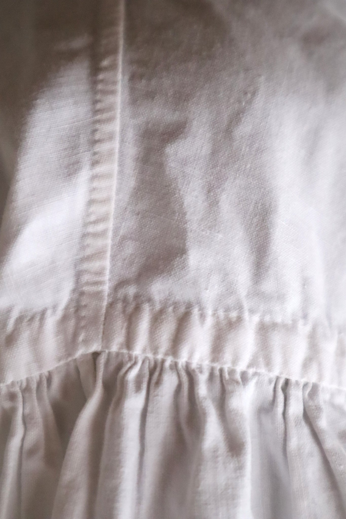 1900s French Hand-Sewn White Cotton Monogrammed Day Dress