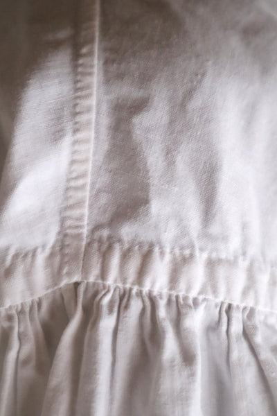 1900s French Hand-Sewn White Cotton Monogrammed Day Dress
