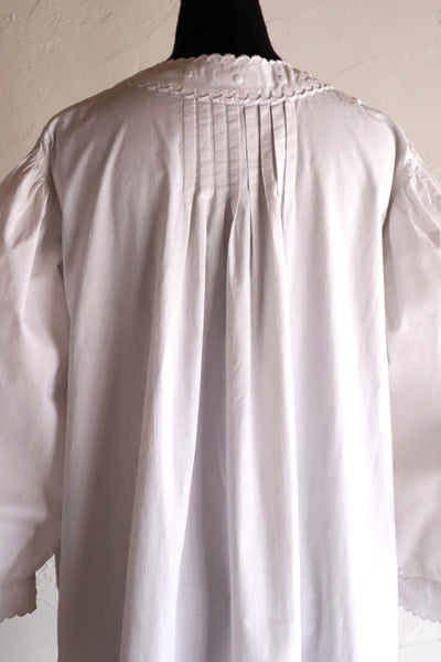 1900s French Hand-Sewn White Cotton Monogrammed Day Dress