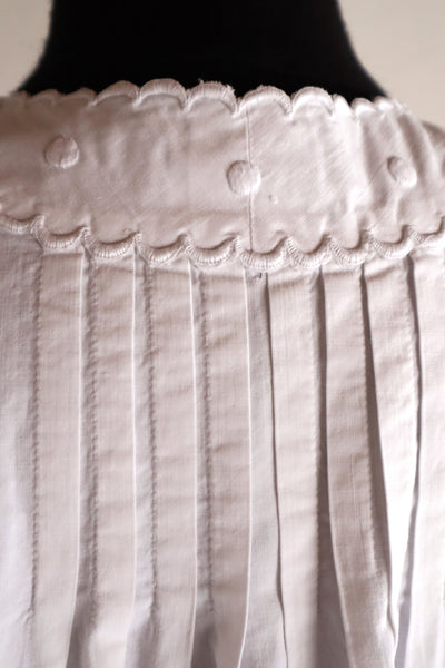 1900s French Hand-Sewn White Cotton Monogrammed Day Dress
