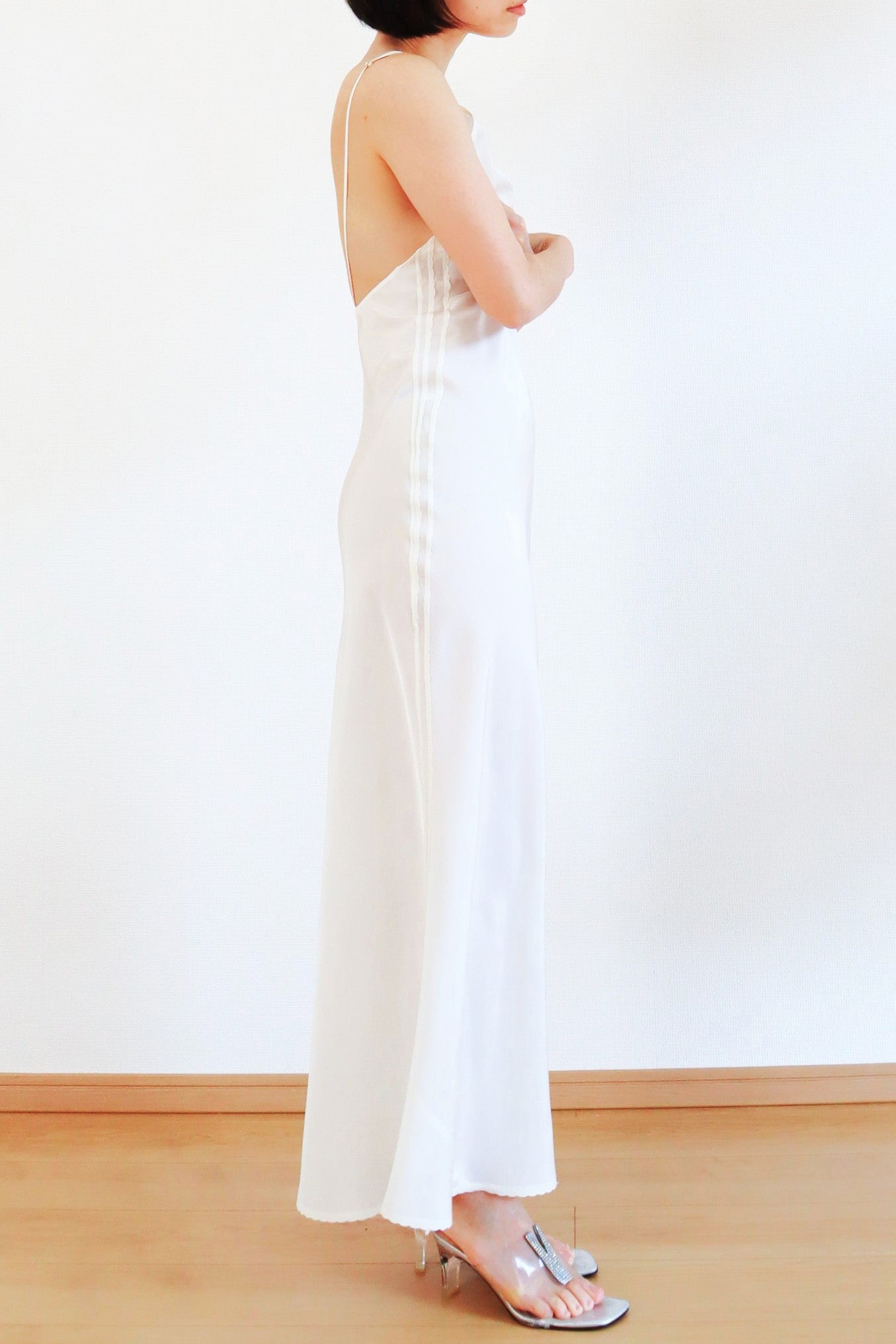1940s~1950s White Rayon Slip Dress