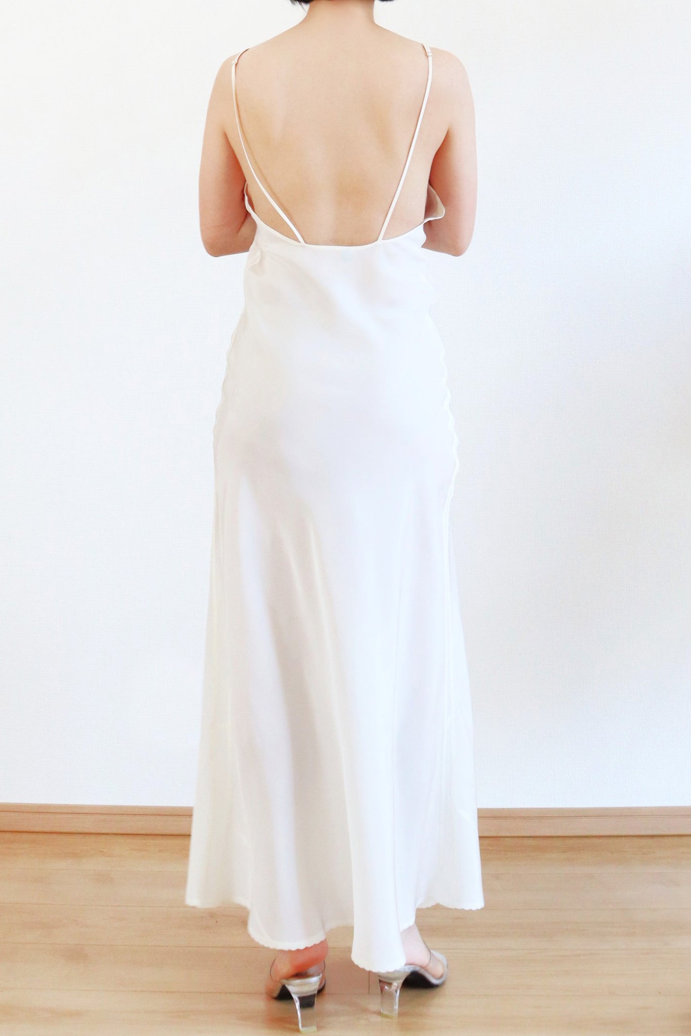 1940s~1950s White Rayon Slip Dress