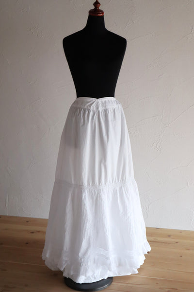 1900s French Valenciennes Lace Layered Cotton Petticoat Skirt
