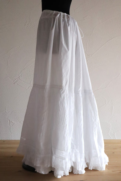 1900s French Valenciennes Lace Layered Cotton Petticoat Skirt