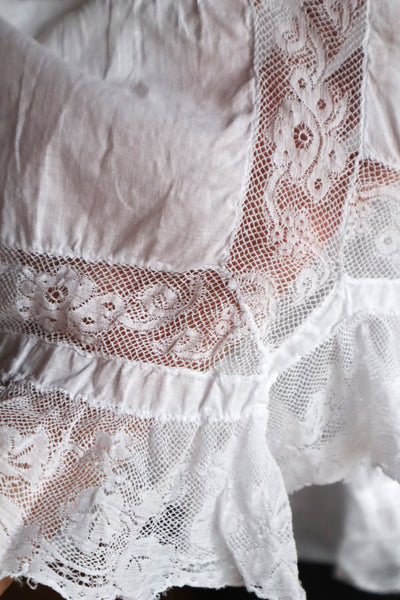 1900s French Valenciennes Lace Layered Cotton Petticoat Skirt