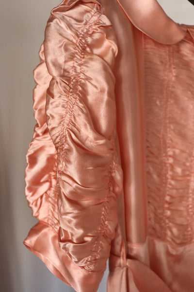 1940s Puff Sleeve Satin Dress