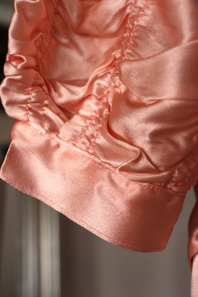 1940s Puff Sleeve Satin Dress