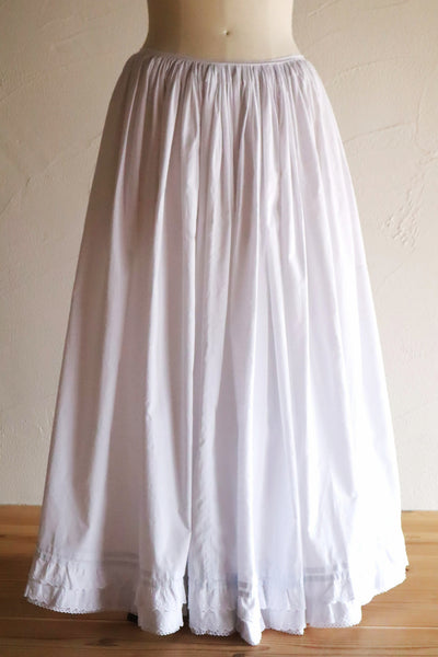 1850s French Hand-Sewn White Cotton Skirt