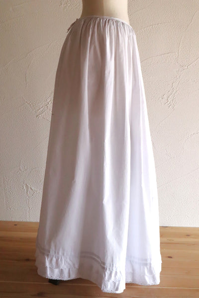 1850s French Hand-Sewn White Cotton Skirt