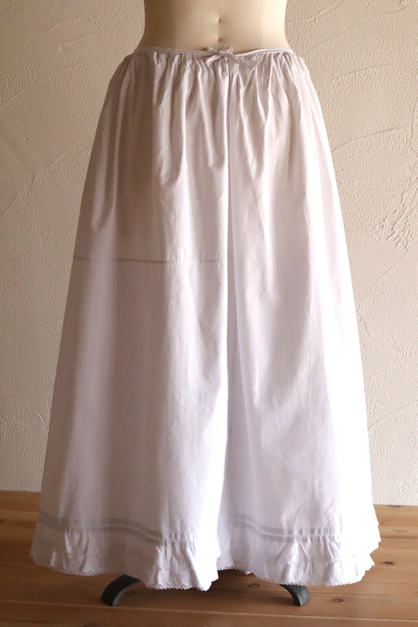 1850s French Hand-Sewn White Cotton Skirt