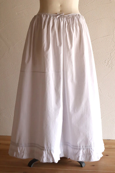 1850s French Hand-Sewn White Cotton Skirt