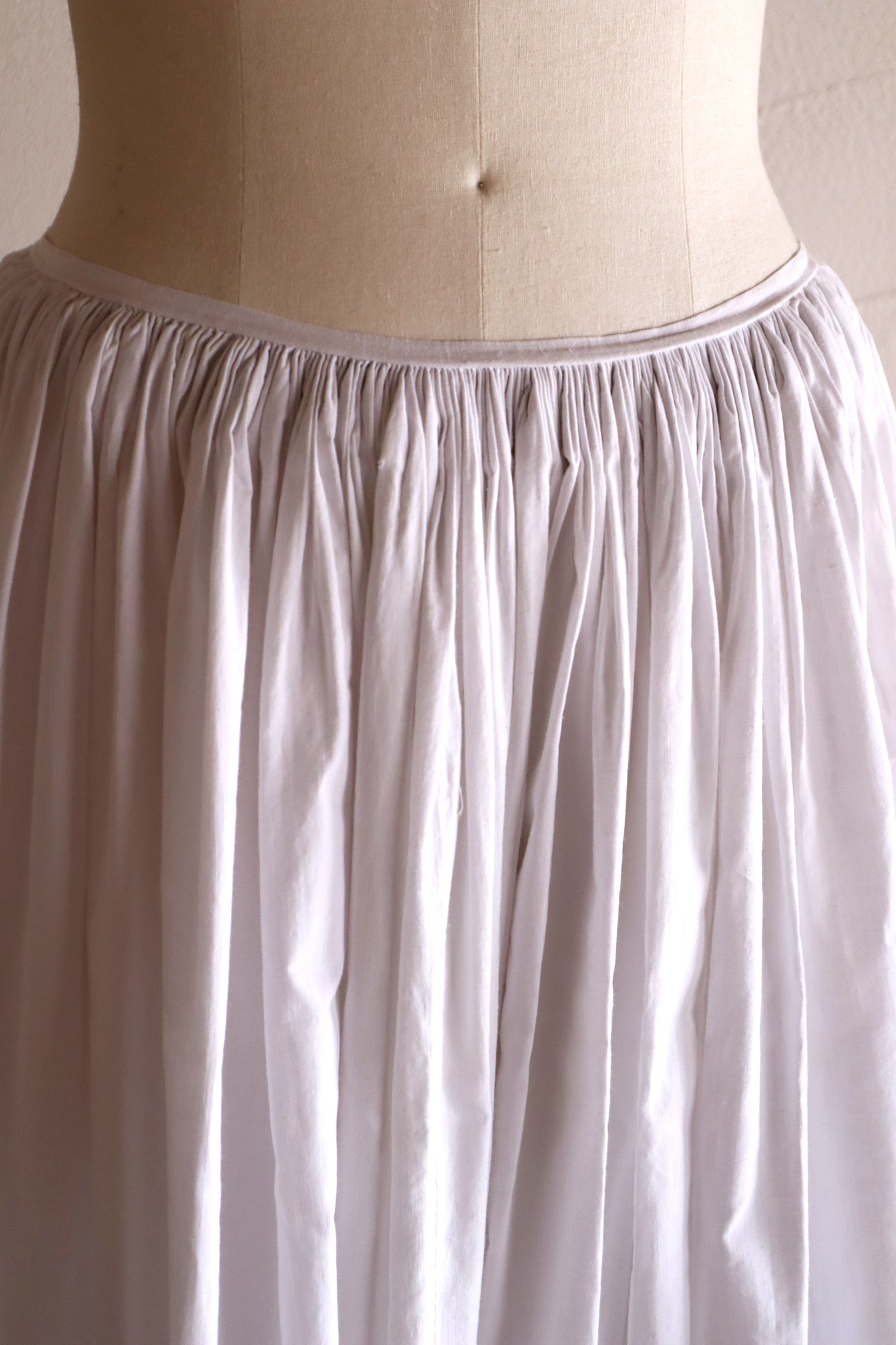 1850s French Hand-Sewn White Cotton Skirt