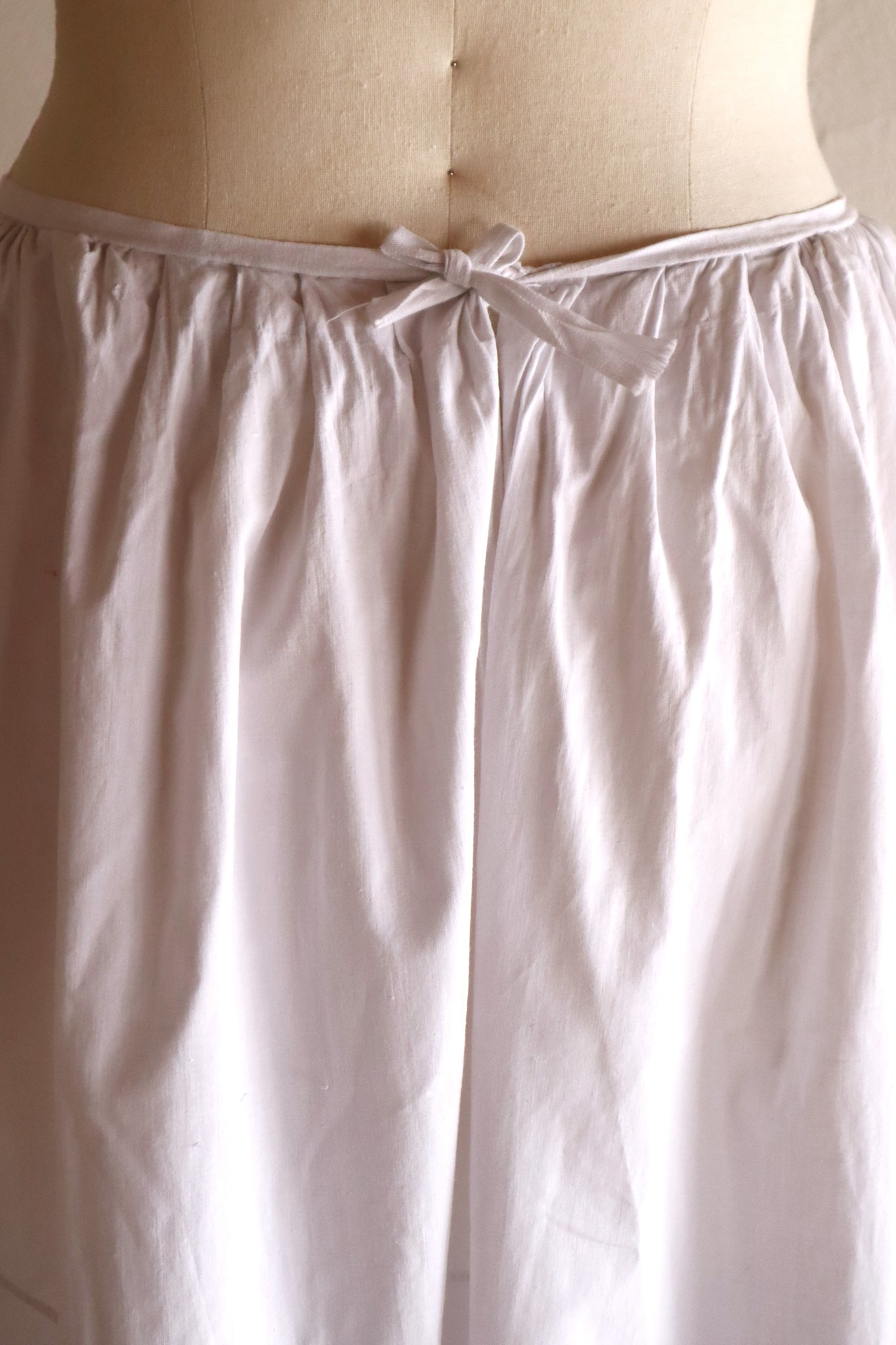 1850s French Hand-Sewn White Cotton Skirt
