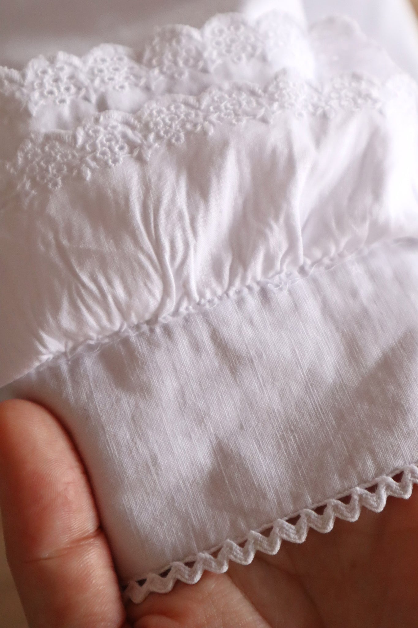 1850s French Hand-Sewn White Cotton Skirt