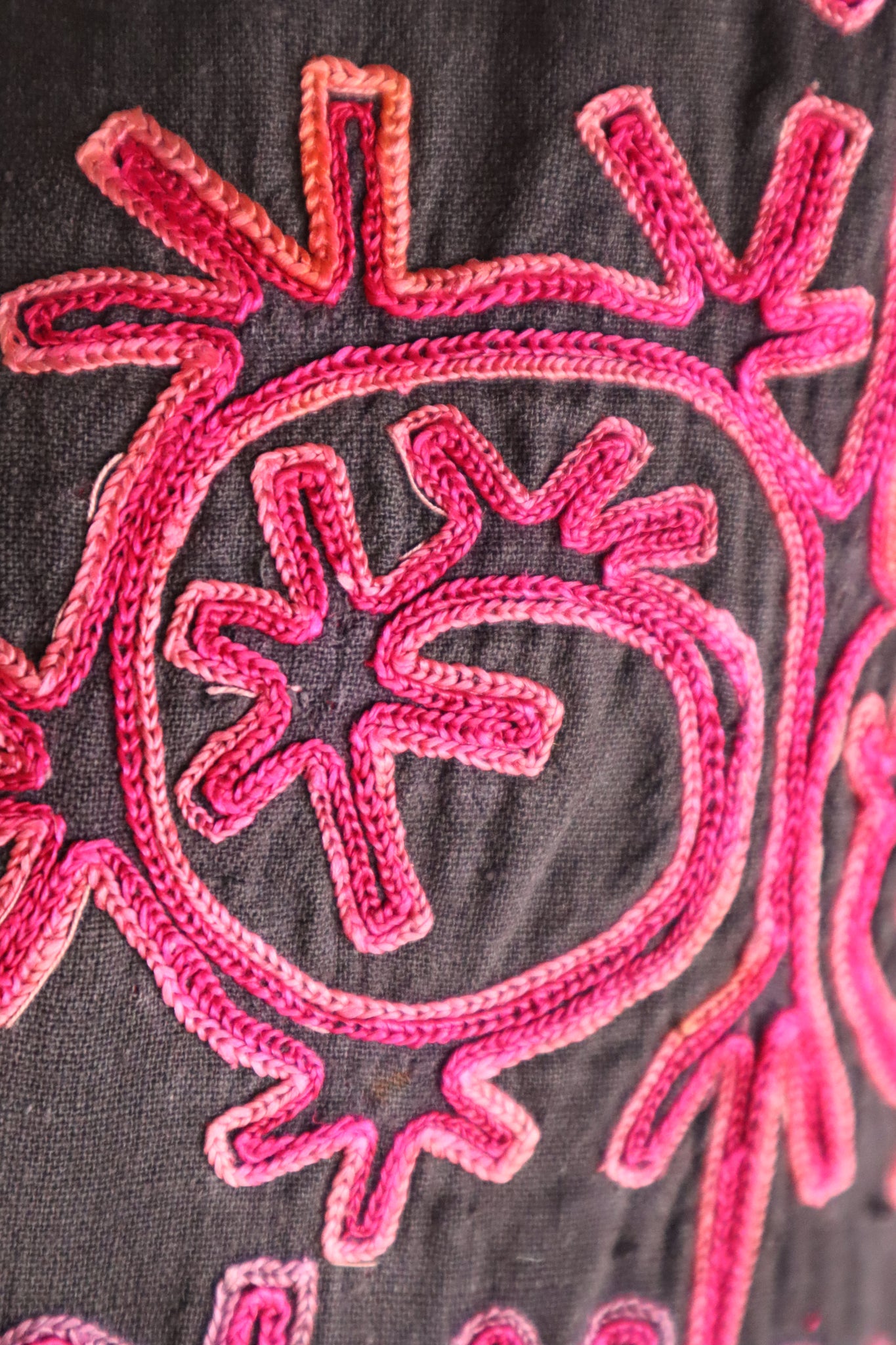 1930s Kohistani Hand Embroidered Tribal Tunic with Magenta Silk Stitching