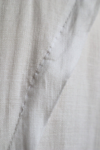 1900s Hand Embroidered White Linen Dress M