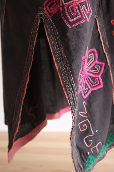 1930s Kohistani Hand Embroidered Tribal Tunic with Magenta Silk Stitching