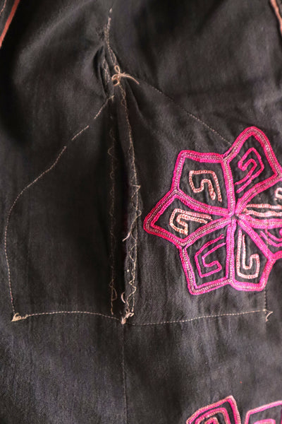 1930s Kohistani Hand Embroidered Tribal Tunic with Magenta Silk Stitching