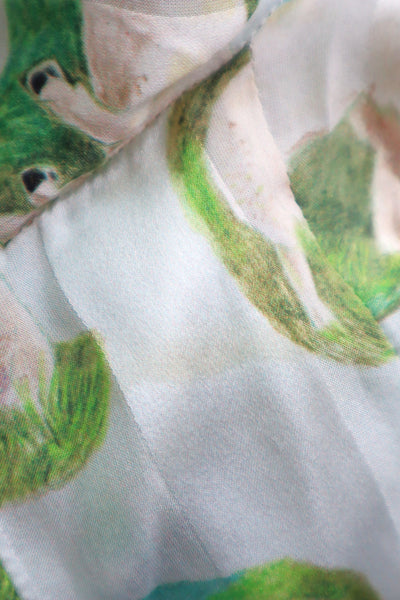 CARVEN Agneau Lamb Print Silk Maxi Dress