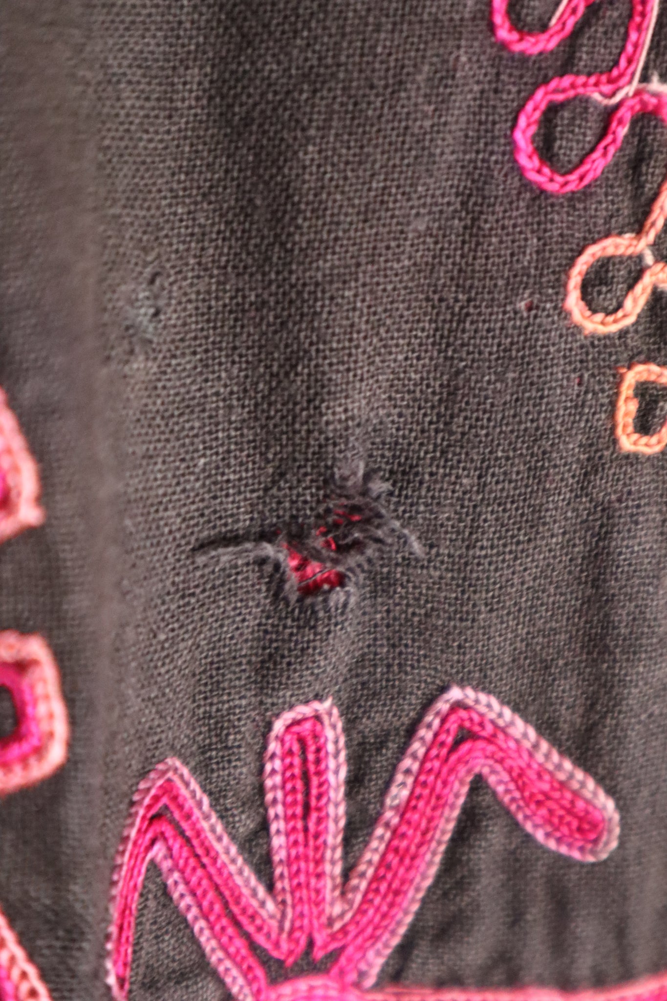 1930s Kohistani Hand Embroidered Tribal Tunic with Magenta Silk Stitching