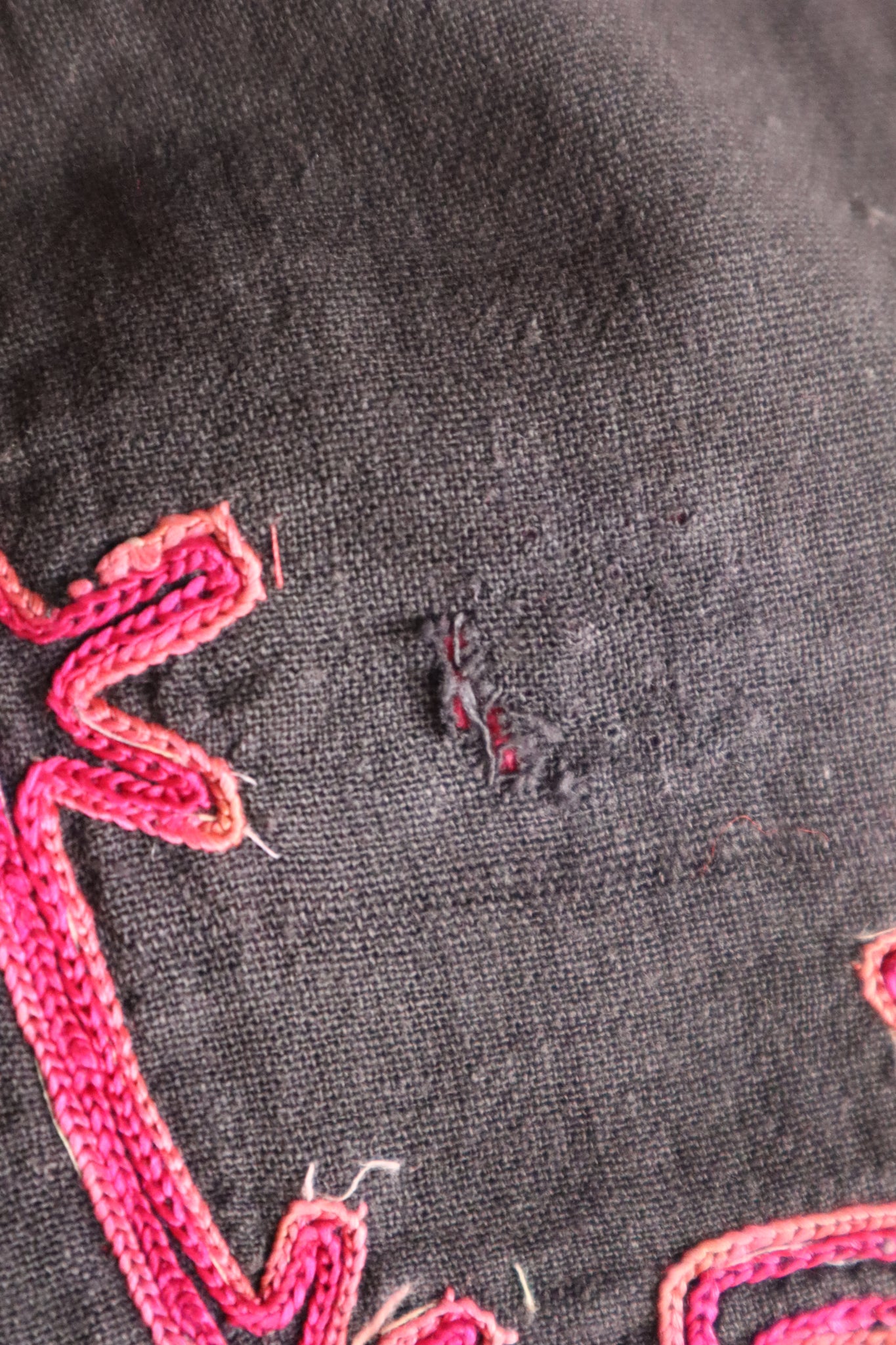 1930s Kohistani Hand Embroidered Tribal Tunic with Magenta Silk Stitching