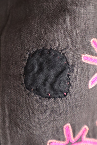 1930s Kohistani Hand Embroidered Tribal Tunic with Magenta Silk Stitching