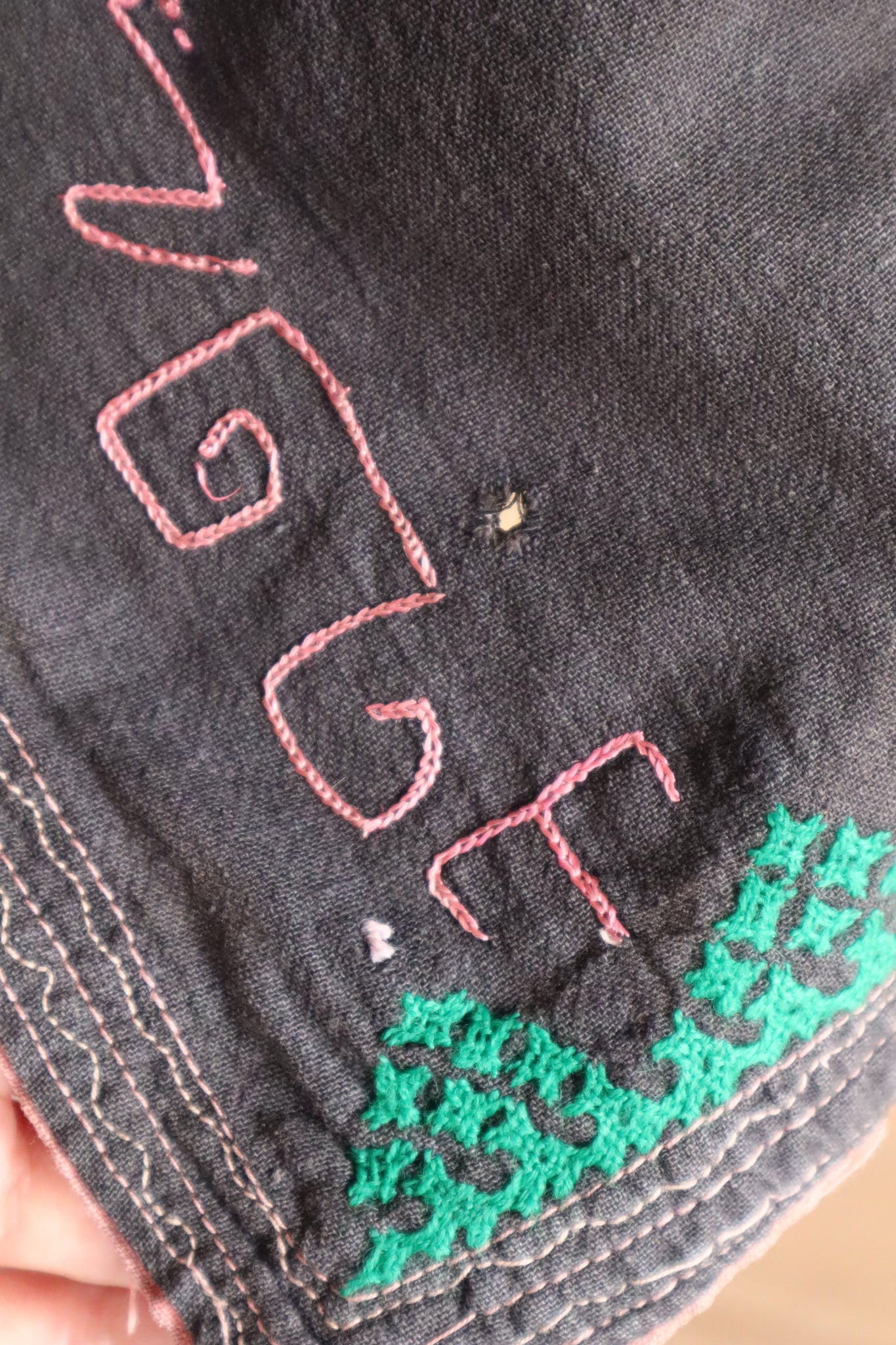1930s Kohistani Hand Embroidered Tribal Tunic with Magenta Silk Stitching