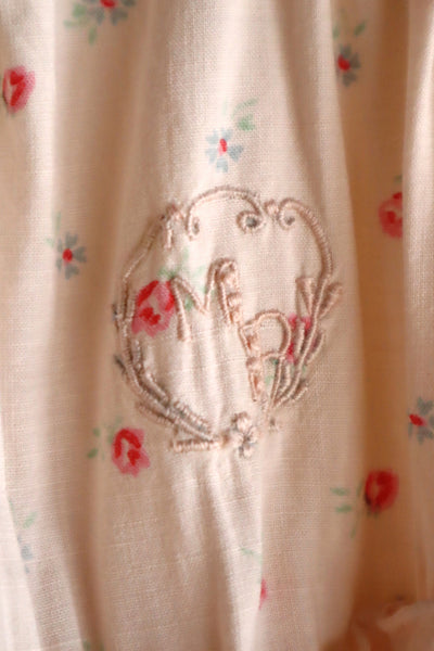1920s Floral Cotton Monogram Nightdress