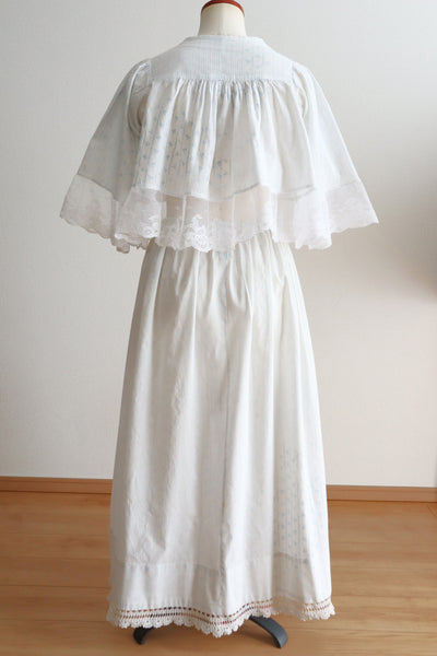 Romantic Blue Floral Bed Jacket – Handcrafted